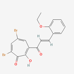 molecular formula C18H14Br2O4 B13377554 3,5-dibromo-7-[(E)-3-(2-ethoxyphenyl)prop-2-enoyl]-2-hydroxycyclohepta-2,4,6-trien-1-one 