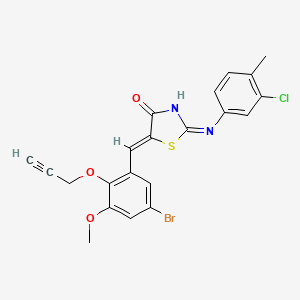 (5Z)-5-[(5-bromo-3-methoxy-2-prop-2-ynoxyphenyl)methylidene]-2-(3-chloro-4-methylanilino)-1,3-thiazol-4-one