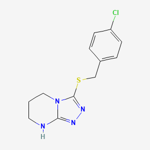 molecular formula C12H13ClN4S B13377581 3-[(4-Chlorobenzyl)sulfanyl]-5,6,7,8-tetrahydro[1,2,4]triazolo[4,3-a]pyrimidine 