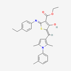 ethyl (5Z)-5-[[2,5-dimethyl-1-(3-methylphenyl)pyrrol-3-yl]methylidene]-2-(4-ethylanilino)-4-oxothiophene-3-carboxylate