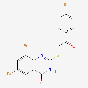 molecular formula C16H9Br3N2O2S B13377650 6,8-dibromo-2-[2-(4-bromophenyl)-2-oxoethyl]sulfanyl-1H-quinazolin-4-one 