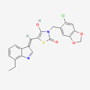 (5Z)-3-[(6-chloro-1,3-benzodioxol-5-yl)methyl]-5-[(7-ethyl-1H-indol-3-yl)methylidene]-1,3-thiazolidine-2,4-dione