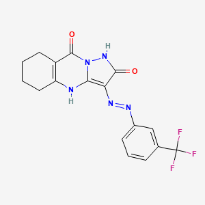 molecular formula C17H14F3N5O2 B13377702 3-{[3-(trifluoromethyl)phenyl]diazenyl}-5,6,7,8-tetrahydropyrazolo[5,1-b]quinazoline-2,9(1H,4H)-dione 