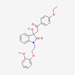 molecular formula C27H27NO6 B13377717 3-[2-(4-ethoxyphenyl)-2-oxoethyl]-3-hydroxy-1-[2-(2-methoxyphenoxy)ethyl]-1,3-dihydro-2H-indol-2-one 