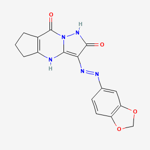 molecular formula C16H13N5O4 B13377724 3-(1,3-benzodioxol-5-yldiazenyl)-4,5,6,7-tetrahydro-1H-cyclopenta[d]pyrazolo[1,5-a]pyrimidine-2,8-dione 