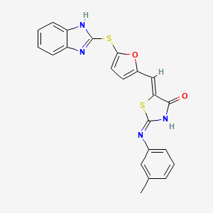 (5Z)-5-[[5-(1H-benzimidazol-2-ylsulfanyl)furan-2-yl]methylidene]-2-(3-methylanilino)-1,3-thiazol-4-one