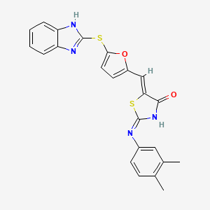 (5Z)-5-[[5-(1H-benzimidazol-2-ylsulfanyl)furan-2-yl]methylidene]-2-(3,4-dimethylanilino)-1,3-thiazol-4-one