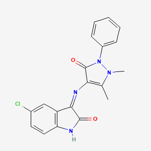 molecular formula C19H15ClN4O2 B13377753 5-Chloro-3-[(1,5-dimethyl-3-oxo-2-phenylpyrazol-4-yl)amino]indol-2-one 