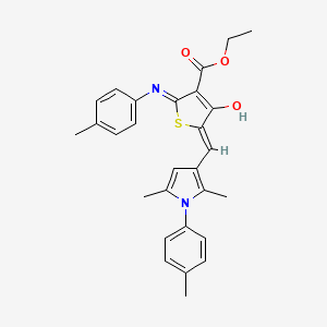 molecular formula C28H28N2O3S B13377754 ethyl (5Z)-5-[[2,5-dimethyl-1-(4-methylphenyl)pyrrol-3-yl]methylidene]-2-(4-methylanilino)-4-oxothiophene-3-carboxylate 