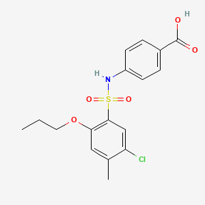 molecular formula C17H18ClNO5S B13377793 4-{[(5-Chloro-4-methyl-2-propoxyphenyl)sulfonyl]amino}benzoic acid 