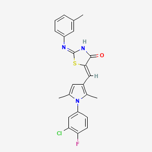 molecular formula C23H19ClFN3OS B13377810 (5Z)-5-[[1-(3-chloro-4-fluorophenyl)-2,5-dimethylpyrrol-3-yl]methylidene]-2-(3-methylanilino)-1,3-thiazol-4-one 