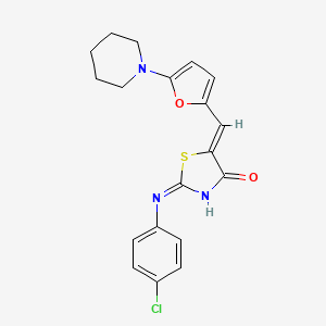 (5Z)-2-(4-chloroanilino)-5-[(5-piperidin-1-ylfuran-2-yl)methylidene]-1,3-thiazol-4-one