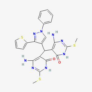 6-amino-5-{[4-amino-2-(methylsulfanyl)-6-oxo-1,6-dihydro-5-pyrimidinyl][1-phenyl-3-(2-thienyl)-1H-pyrazol-4-yl]methyl}-2-(methylsulfanyl)-4(3H)-pyrimidinone