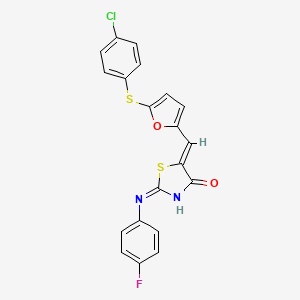 (5Z)-5-[[5-(4-chlorophenyl)sulfanylfuran-2-yl]methylidene]-2-(4-fluoroanilino)-1,3-thiazol-4-one