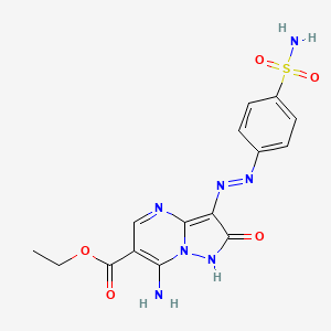 molecular formula C15H15N7O5S B13377855 Ethyl 7-amino-3-{[4-(aminosulfonyl)phenyl]diazenyl}-2-oxo-1,2-dihydropyrazolo[1,5-a]pyrimidine-6-carboxylate 