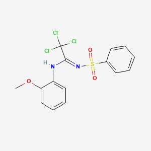 molecular formula C15H13Cl3N2O3S B13377856 N-[2,2,2-trichloro-N-(2-methoxyphenyl)ethanimidoyl]benzenesulfonamide 