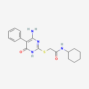 2-[(6-amino-4-oxo-5-phenyl-1H-pyrimidin-2-yl)sulfanyl]-N-cyclohexylacetamide