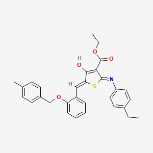 ethyl (5Z)-2-(4-ethylanilino)-5-[[2-[(4-methylphenyl)methoxy]phenyl]methylidene]-4-oxothiophene-3-carboxylate