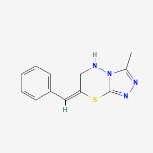 molecular formula C12H12N4S B13377898 7-benzylidene-3-methyl-6,7-dihydro-5H-[1,2,4]triazolo[3,4-b][1,3,4]thiadiazine 