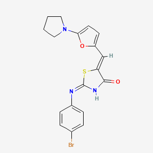 molecular formula C18H16BrN3O2S B13377920 (5Z)-2-(4-bromoanilino)-5-[(5-pyrrolidin-1-ylfuran-2-yl)methylidene]-1,3-thiazol-4-one 