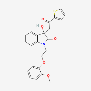 molecular formula C23H21NO5S B13377942 3-hydroxy-1-[2-(2-methoxyphenoxy)ethyl]-3-[2-oxo-2-(2-thienyl)ethyl]-1,3-dihydro-2H-indol-2-one 