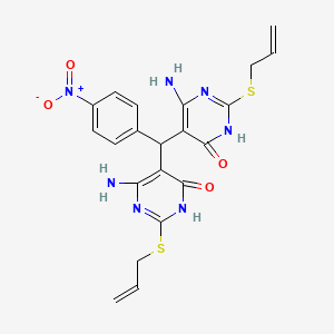 molecular formula C21H21N7O4S2 B13377943 2-(allylsulfanyl)-5-([2-(allylsulfanyl)-4-amino-6-oxo-1,6-dihydro-5-pyrimidinyl]{4-nitrophenyl}methyl)-6-amino-4(3H)-pyrimidinone 