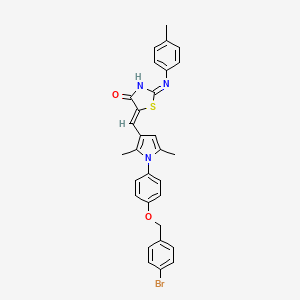 molecular formula C30H26BrN3O2S B13377950 (5Z)-5-[[1-[4-[(4-bromophenyl)methoxy]phenyl]-2,5-dimethylpyrrol-3-yl]methylidene]-2-(4-methylanilino)-1,3-thiazol-4-one 