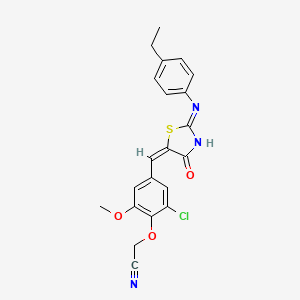 molecular formula C21H18ClN3O3S B13377962 2-[2-chloro-4-[(E)-[2-(4-ethylanilino)-4-oxo-1,3-thiazol-5-ylidene]methyl]-6-methoxyphenoxy]acetonitrile 