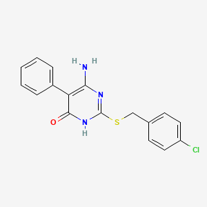 molecular formula C17H14ClN3OS B13377969 6-amino-2-[(4-chlorobenzyl)sulfanyl]-5-phenyl-4(3H)-pyrimidinone 