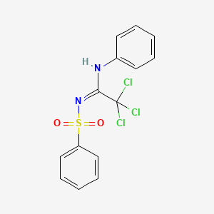 molecular formula C14H11Cl3N2O2S B13377977 N-(2,2,2-trichloro-N-phenylethanimidoyl)benzenesulfonamide 