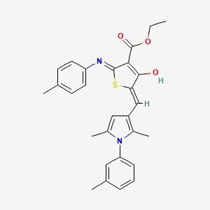 ethyl (5Z)-5-[[2,5-dimethyl-1-(3-methylphenyl)pyrrol-3-yl]methylidene]-2-(4-methylanilino)-4-oxothiophene-3-carboxylate