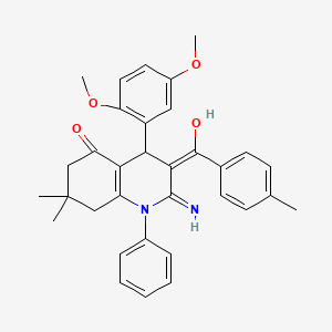 molecular formula C33H34N2O4 B13378010 2-amino-4-(2,5-dimethoxyphenyl)-7,7-dimethyl-3-(4-methylbenzoyl)-1-phenyl-6,8-dihydro-4H-quinolin-5-one 