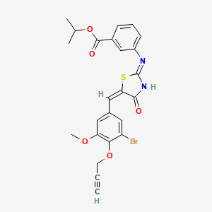 molecular formula C24H21BrN2O5S B13378022 propan-2-yl 3-[[(5E)-5-[(3-bromo-5-methoxy-4-prop-2-ynoxyphenyl)methylidene]-4-oxo-1,3-thiazol-2-yl]amino]benzoate 