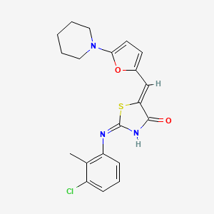 (5Z)-2-(3-chloro-2-methylanilino)-5-[(5-piperidin-1-ylfuran-2-yl)methylidene]-1,3-thiazol-4-one