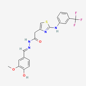 N'-[(Z)-(3-methoxy-4-oxocyclohexa-2,5-dien-1-ylidene)methyl]-2-[2-[3-(trifluoromethyl)anilino]-1,3-thiazol-4-yl]acetohydrazide