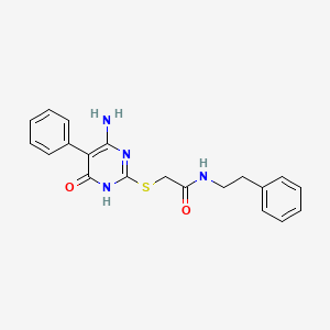 molecular formula C20H20N4O2S B13378048 2-[(4-amino-6-oxo-5-phenyl-1,6-dihydro-2-pyrimidinyl)sulfanyl]-N-(2-phenylethyl)acetamide 