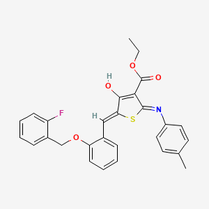 molecular formula C28H24FNO4S B13378090 ethyl (5Z)-5-[[2-[(2-fluorophenyl)methoxy]phenyl]methylidene]-2-(4-methylanilino)-4-oxothiophene-3-carboxylate 