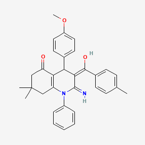 2-amino-4-(4-methoxyphenyl)-7,7-dimethyl-3-(4-methylbenzoyl)-1-phenyl-6,8-dihydro-4H-quinolin-5-one