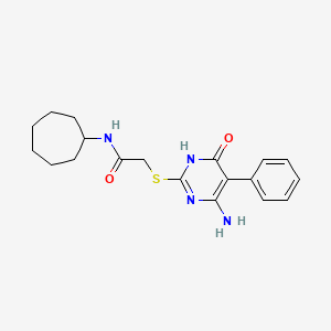 2-[(6-amino-4-oxo-5-phenyl-1H-pyrimidin-2-yl)sulfanyl]-N-cycloheptylacetamide