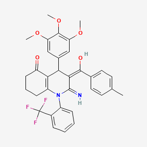 molecular formula C33H31F3N2O5 B13378168 2-Amino-3-(4-methylbenzoyl)-1-[2-(trifluoromethyl)phenyl]-4-(3,4,5-trimethoxyphenyl)-4,6,7,8-tetrahydroquinolin-5-one 