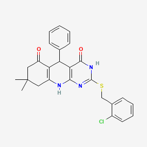 2-[(2-chlorophenyl)methylsulfanyl]-8,8-dimethyl-5-phenyl-5,7,9,10-tetrahydro-1H-pyrimido[4,5-b]quinoline-4,6-dione