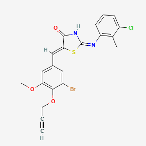 (5Z)-5-[(3-bromo-5-methoxy-4-prop-2-ynoxyphenyl)methylidene]-2-(3-chloro-2-methylanilino)-1,3-thiazol-4-one