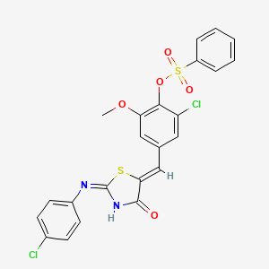 [2-chloro-4-[(Z)-[2-(4-chloroanilino)-4-oxo-1,3-thiazol-5-ylidene]methyl]-6-methoxyphenyl] benzenesulfonate