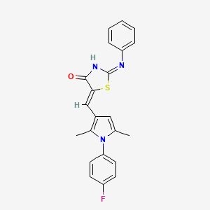 molecular formula C22H18FN3OS B13378230 (5Z)-2-anilino-5-[[1-(4-fluorophenyl)-2,5-dimethylpyrrol-3-yl]methylidene]-1,3-thiazol-4-one 