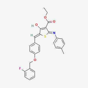 molecular formula C28H24FNO4S B13378237 ethyl (5Z)-5-[[4-[(2-fluorophenyl)methoxy]phenyl]methylidene]-2-(4-methylanilino)-4-oxothiophene-3-carboxylate 