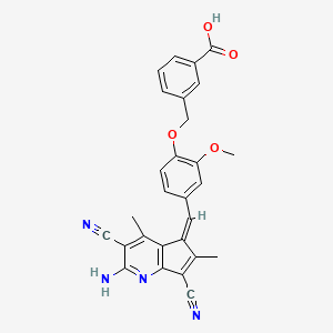 molecular formula C28H22N4O4 B13378240 3-({4-[(Z)-(2-amino-3,7-dicyano-4,6-dimethyl-5H-cyclopenta[b]pyridin-5-ylidene)methyl]-2-methoxyphenoxy}methyl)benzoic acid 