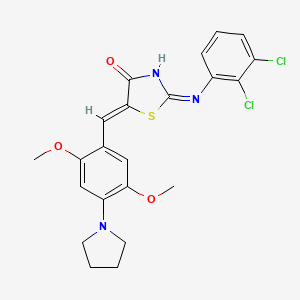 (5Z)-2-(2,3-dichloroanilino)-5-[(2,5-dimethoxy-4-pyrrolidin-1-ylphenyl)methylidene]-1,3-thiazol-4-one