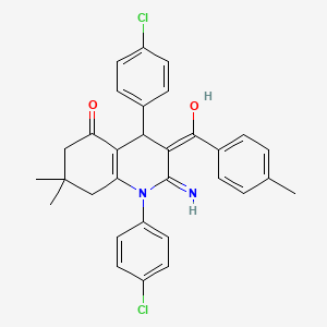 molecular formula C31H28Cl2N2O2 B13378256 2-amino-1,4-bis(4-chlorophenyl)-7,7-dimethyl-3-(4-methylbenzoyl)-6,8-dihydro-4H-quinolin-5-one 