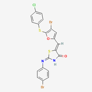 molecular formula C20H11Br2ClN2O2S2 B13378258 (5Z)-2-(4-bromoanilino)-5-[[4-bromo-5-(4-chlorophenyl)sulfanylfuran-2-yl]methylidene]-1,3-thiazol-4-one 