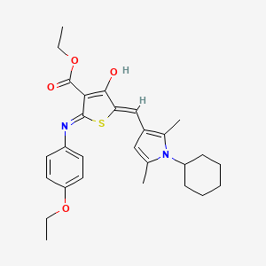 molecular formula C28H34N2O4S B13378260 ethyl (5Z)-5-[(1-cyclohexyl-2,5-dimethylpyrrol-3-yl)methylidene]-2-(4-ethoxyanilino)-4-oxothiophene-3-carboxylate 